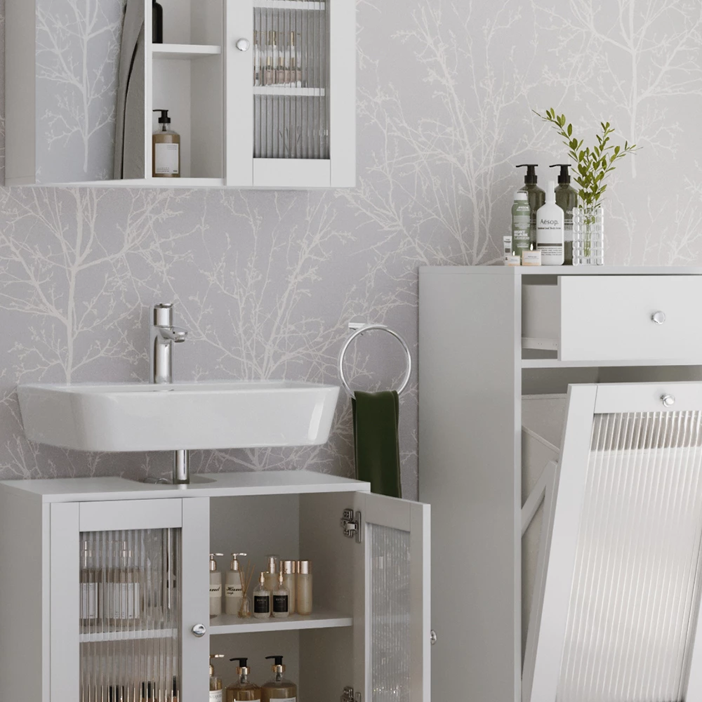 Vicco Set di mobili da bagno Bianco 3 parti, Malte