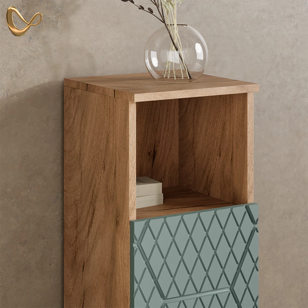 livinity® Midischrank Grün/Goldkraft Eiche 30 x 95 cm, Ronco
