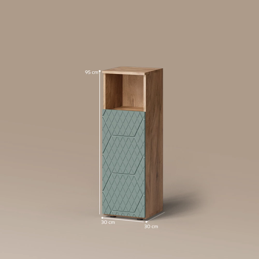 livinity® Midischrank Grün/Goldkraft Eiche 30 x 95 cm, Ronco