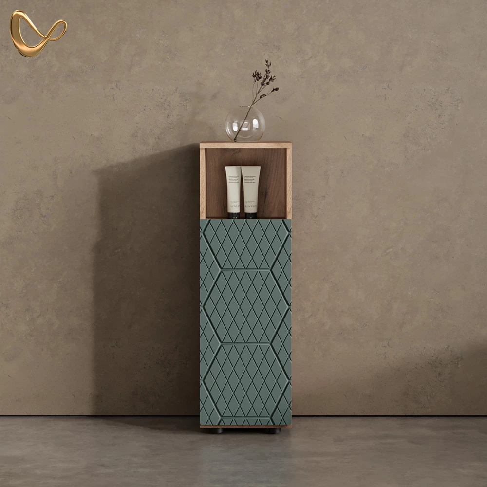 livinity® Midi cabinet Green/golden oak 30 x 95 cm, Ronco