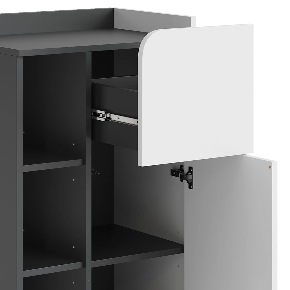 Vicco Midischrank "Karen", Anthrazit/Weiß, 50 x 90 cm mit Tür und Schublade