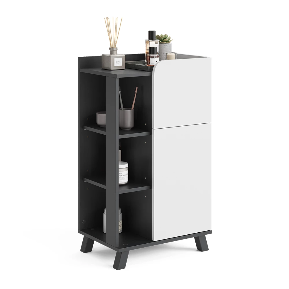 Vicco Midischrank "Karen", Anthrazit/Weiß, 50 x 90 cm mit Tür und Schublade