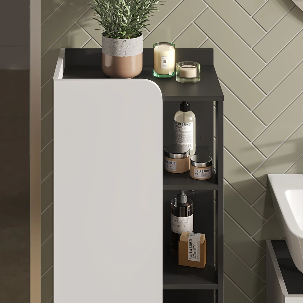 Vicco Mobiletto midi "Karen", Antracite/bianco, 50 x 128 cm con porta e vani aperti