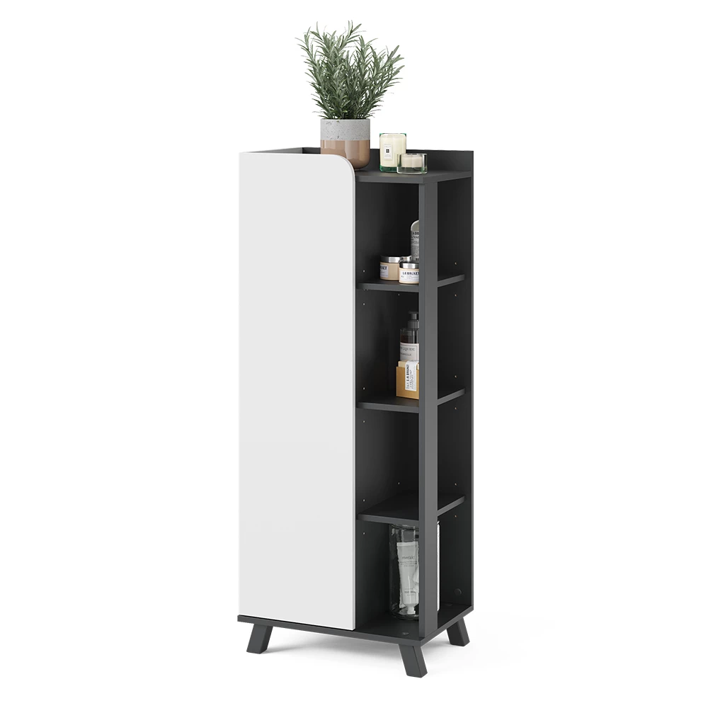 Vicco Mobiletto midi "Karen", Antracite/bianco, 50 x 128 cm con porta e vani aperti