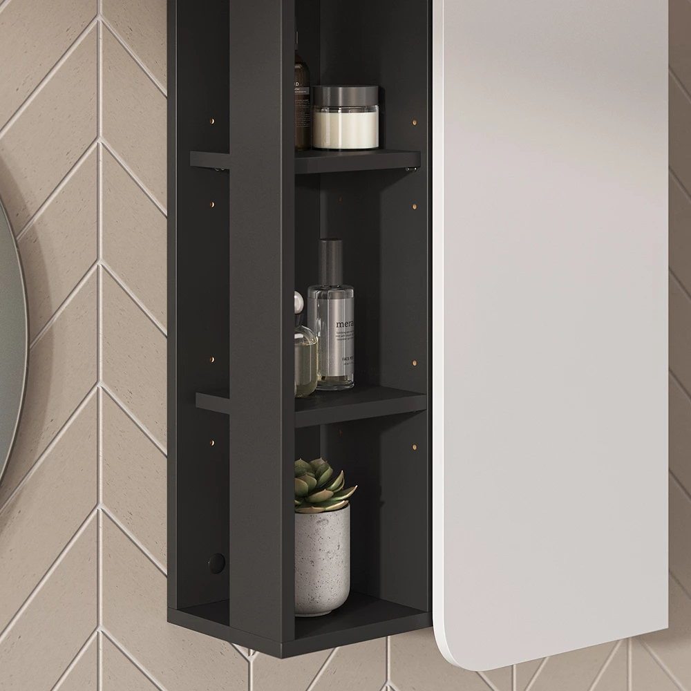 Vicco Badkamerkast "Karen", Antraciet/wit, 50 x 75 cm met deur en open vakken