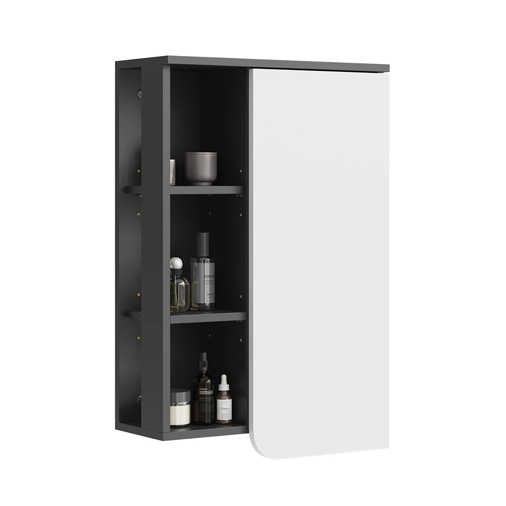 Vicco Badkamerkast "Karen", Antraciet/wit, 50 x 75 cm met deur en open vakken