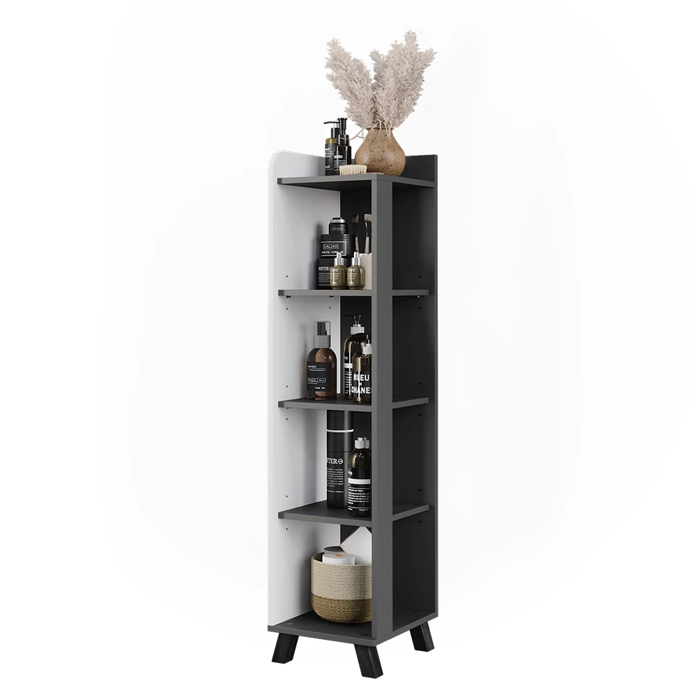 Vicco Midischrank "Karen", Anthrazit/Weiß, 30 x 128 cm mit Fächern