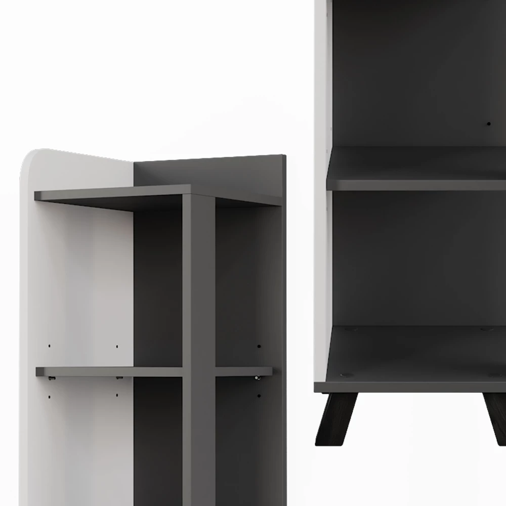 Vicco Midischrank "Karen", Anthrazit/Weiß, 30 x 128 cm mit Fächern