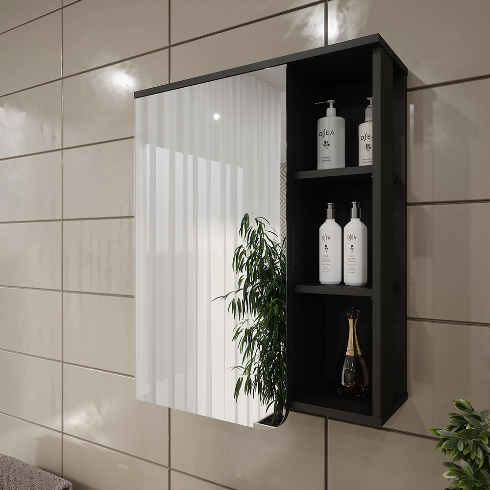 Vicco Spiegelkast "Karen", Antraciet/wit, 60 x 75 cm
