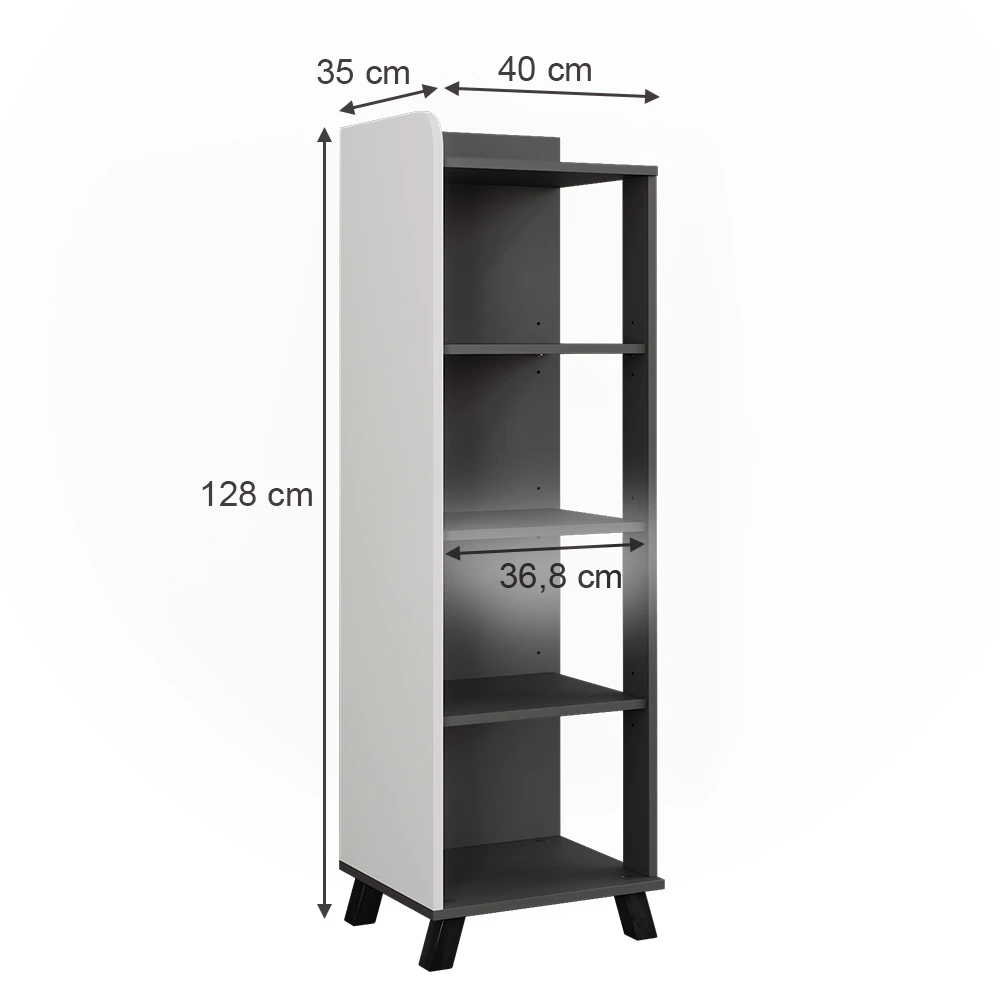 ViccoBadregal"Karen",Antracite/branco ,40x128 cm mit 4 Fächern