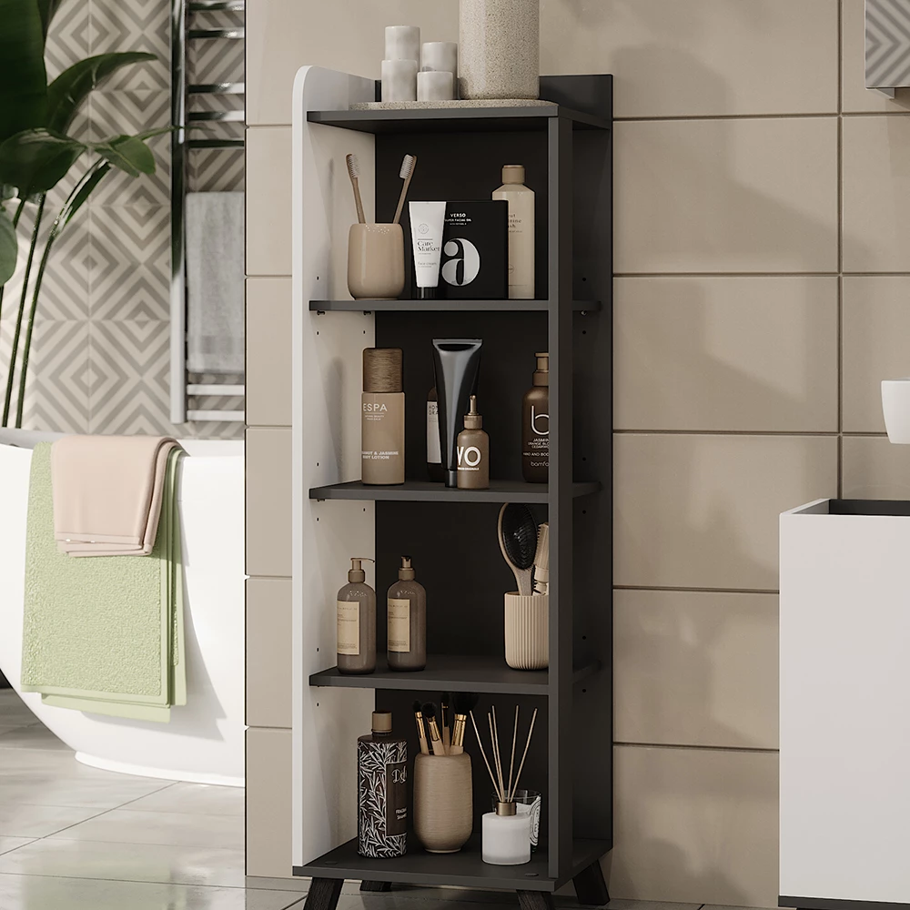 Vicco Badregal "Karen", Anthrazit/Weiß, 40 x 128 cm mit 4 Fächern
