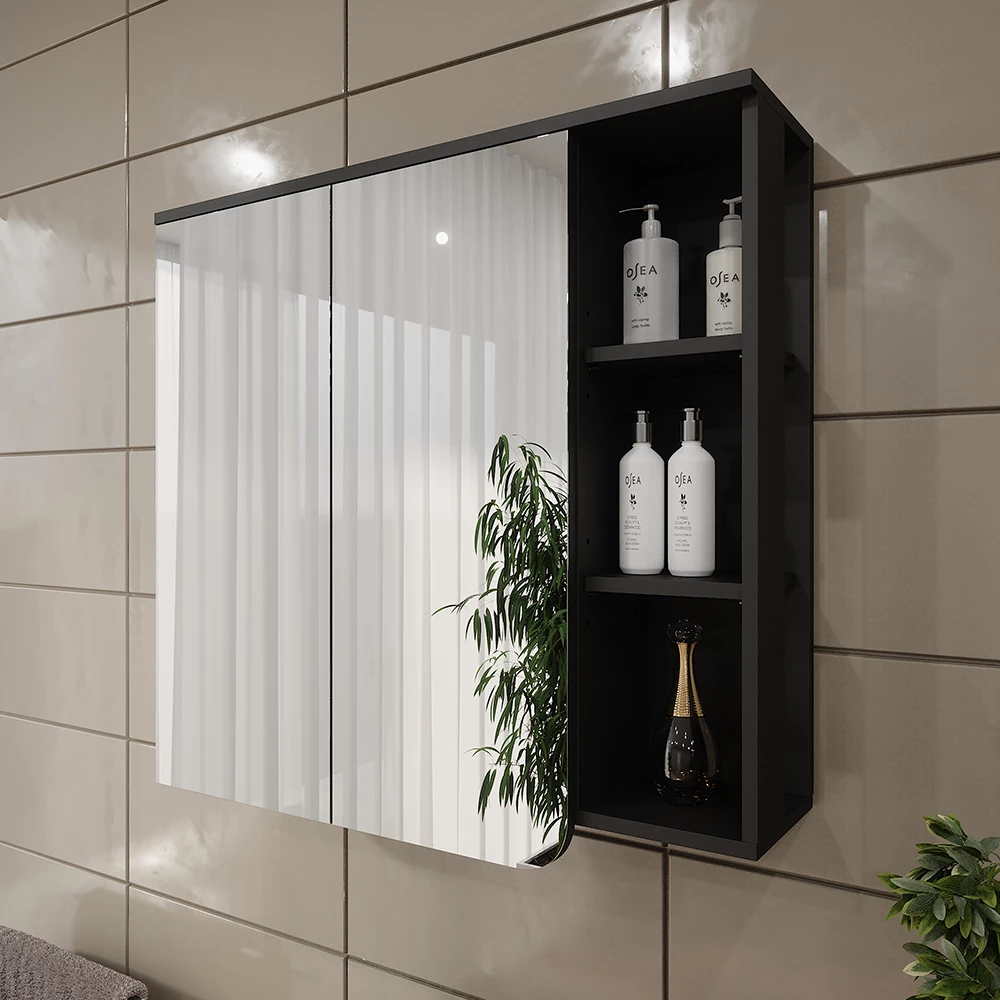 Vicco Mobile a specchio "Karen", Antracite/bianco, 80 x 75 cm