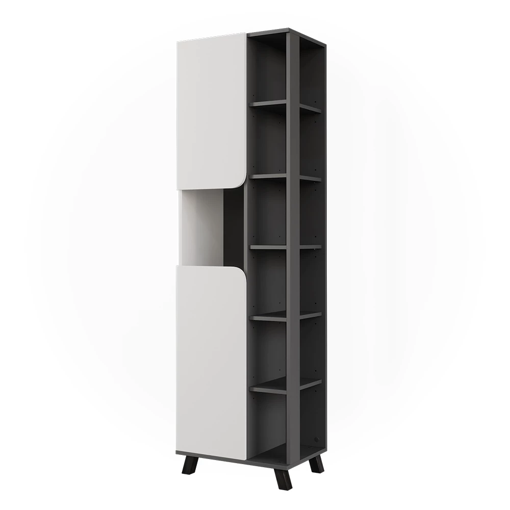 Vicco Hochschrank "Karen", Anthrazit/Weiß, 50 x 175 cm mit 2 Türen