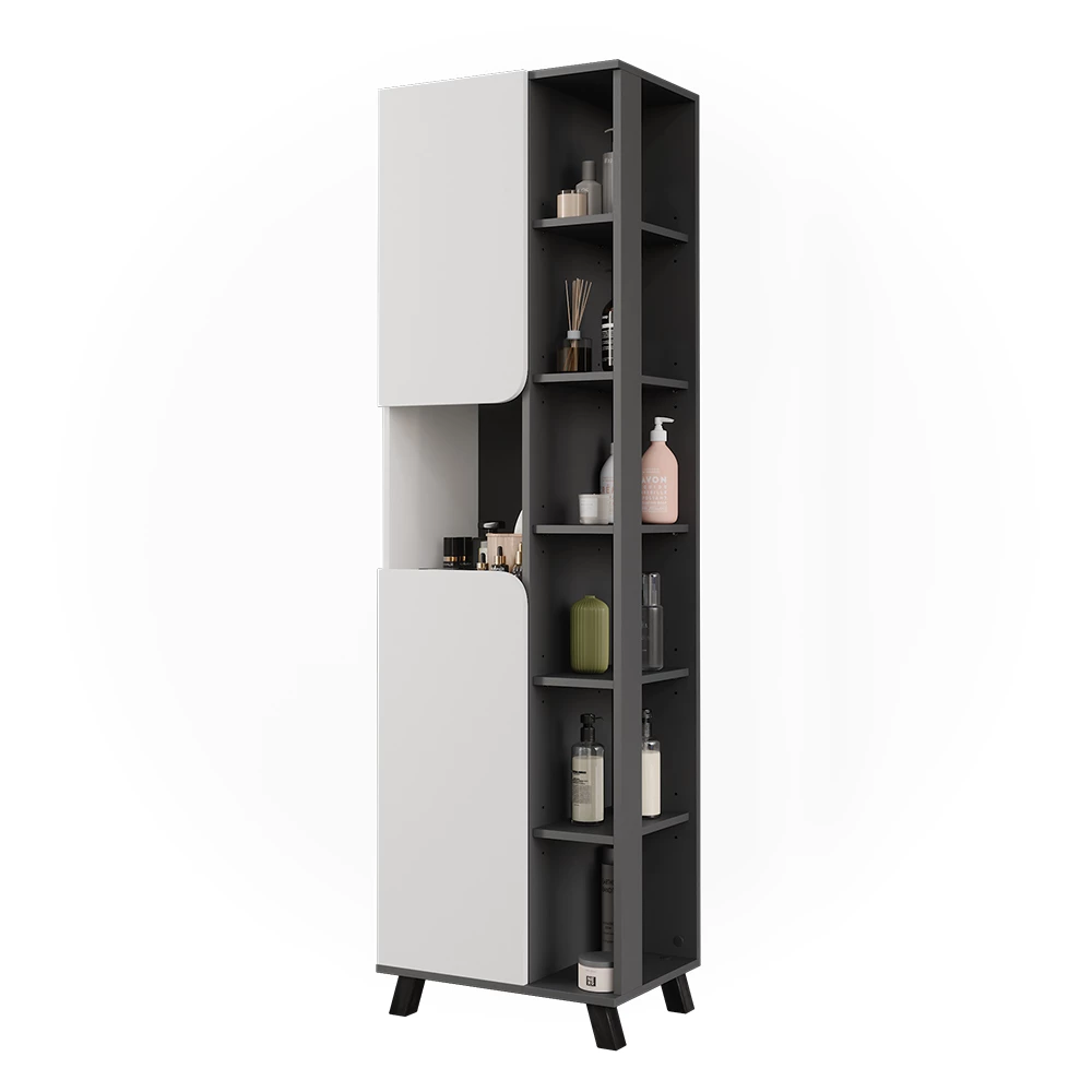 Vicco Hochschrank "Karen", Anthrazit/Weiß, 50 x 175 cm mit 2 Türen