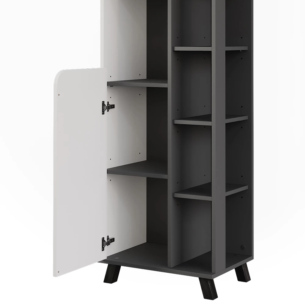 Vicco Hochschrank "Karen", Anthrazit/Weiß, 50 x 175 cm mit 2 Türen