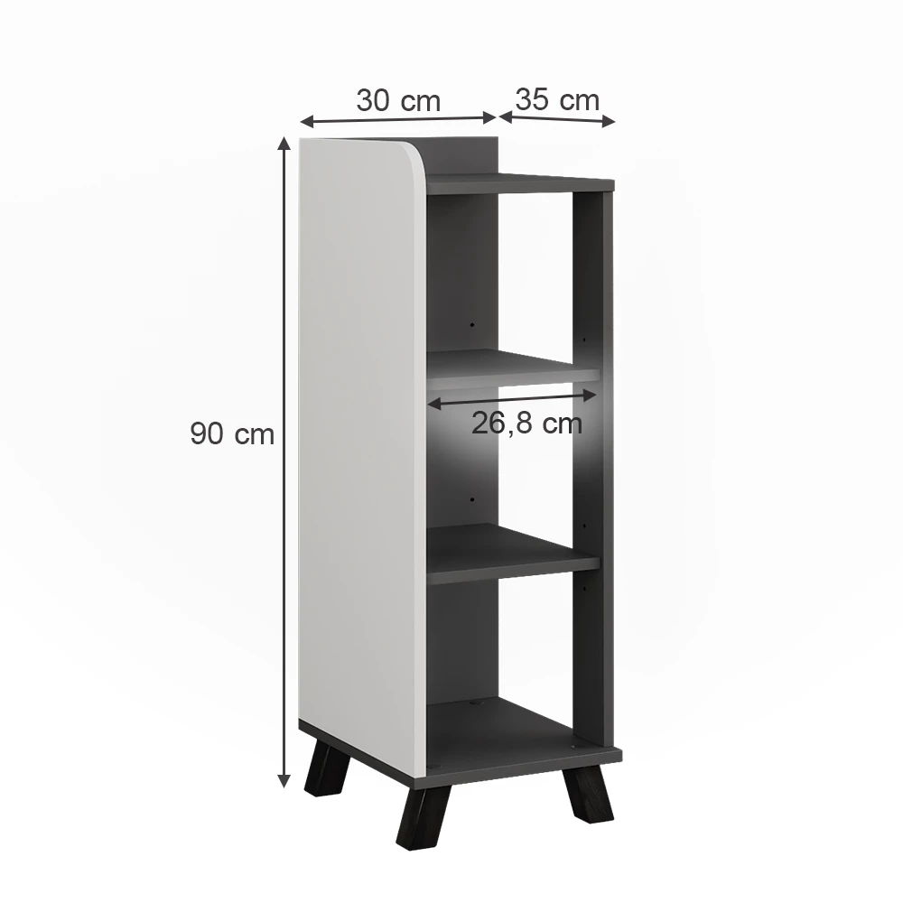 Vicco mobiletto bagno "Karen", Antracite/bianco, 30 x 90 cm con 4 ripiani