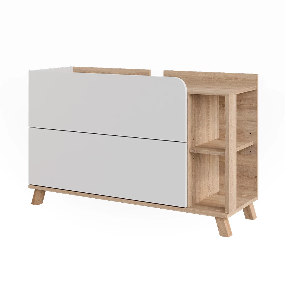 ViccoDiskbänksskåp"Karen",Sonoma/Vit ,100x65 cmmed 2 dörrar och lådor