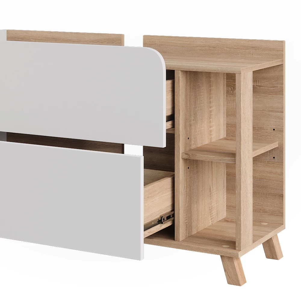 Vicco Mobile sottolavabo per bagno "Karen", Sonoma/Bianco, 100 x 65 cm con 2 porte e cassetti