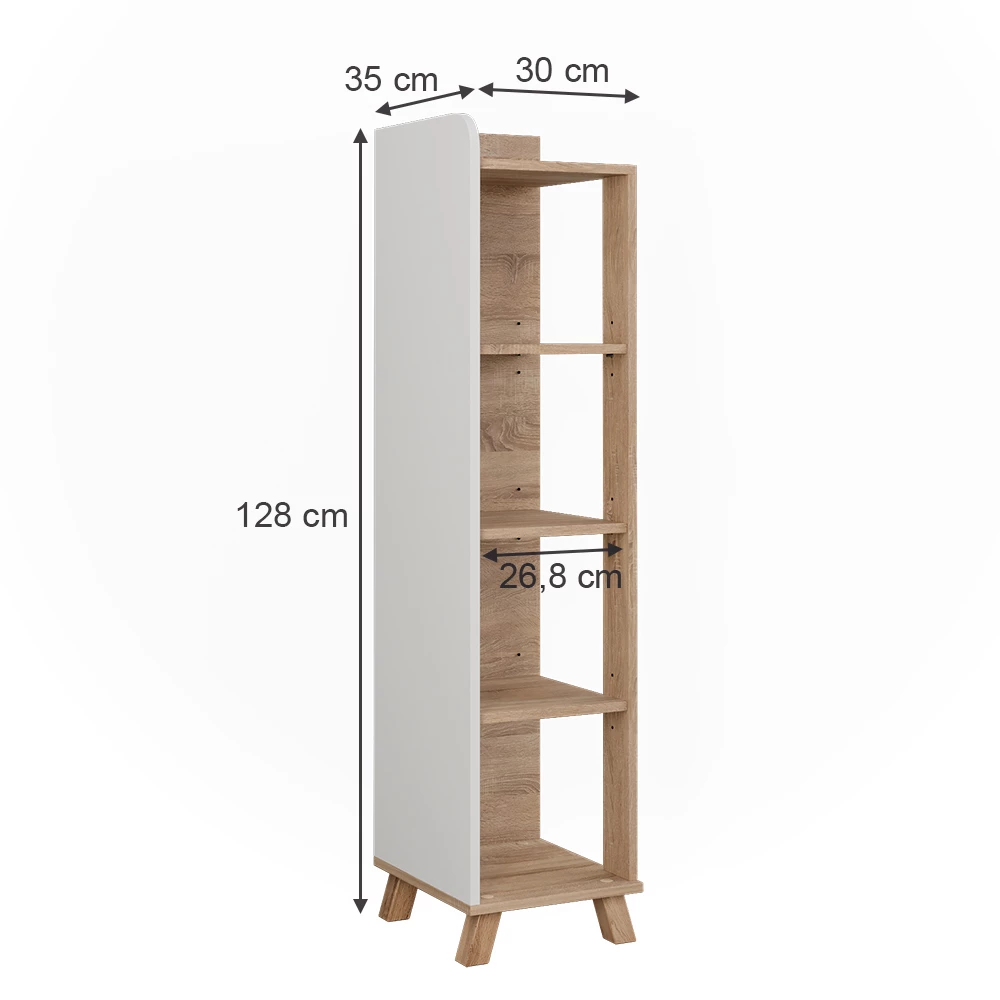ViccoBadregal"Karen",Sonoma/Branco ,30x128 cm mit 4 Fächern