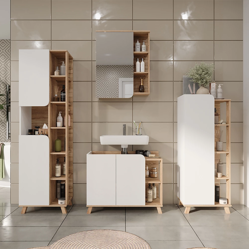 Vicco Spiegelschrank "Karen", Sonoma/Weiß, 60 x 75 cm