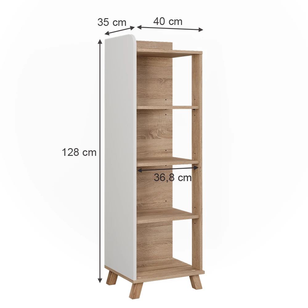 Vicco Badregal "Karen", Sonoma/Weiß, 40 x 128 cm mit 4 Fächern