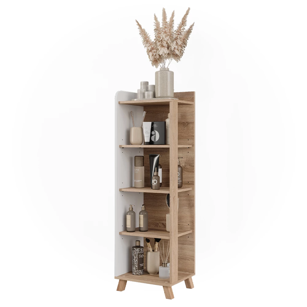 Vicco Badregal "Karen", Sonoma/Weiß, 40 x 128 cm mit 4 Fächern