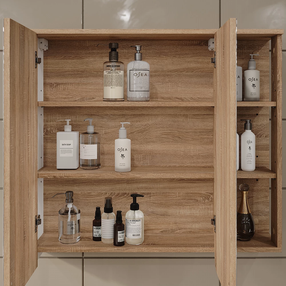 Vicco Spiegelschrank "Karen", Sonoma/Weiß, 80 x 75 cm
