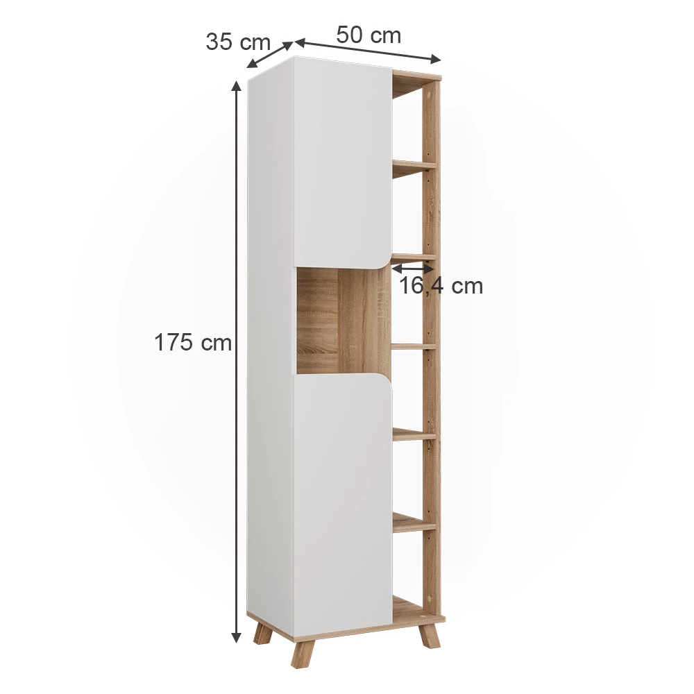 ViccoArmário de banheiro"Karen",Sonoma/Branco ,50x175 cmmit 2 Türen