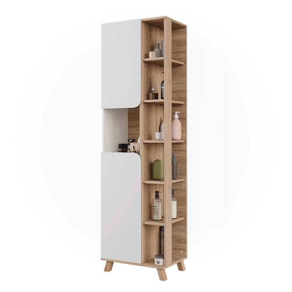 Vicco Badschrank "Karen", Sonoma/Weiß, 50 x 175 cm mit 2 Türen