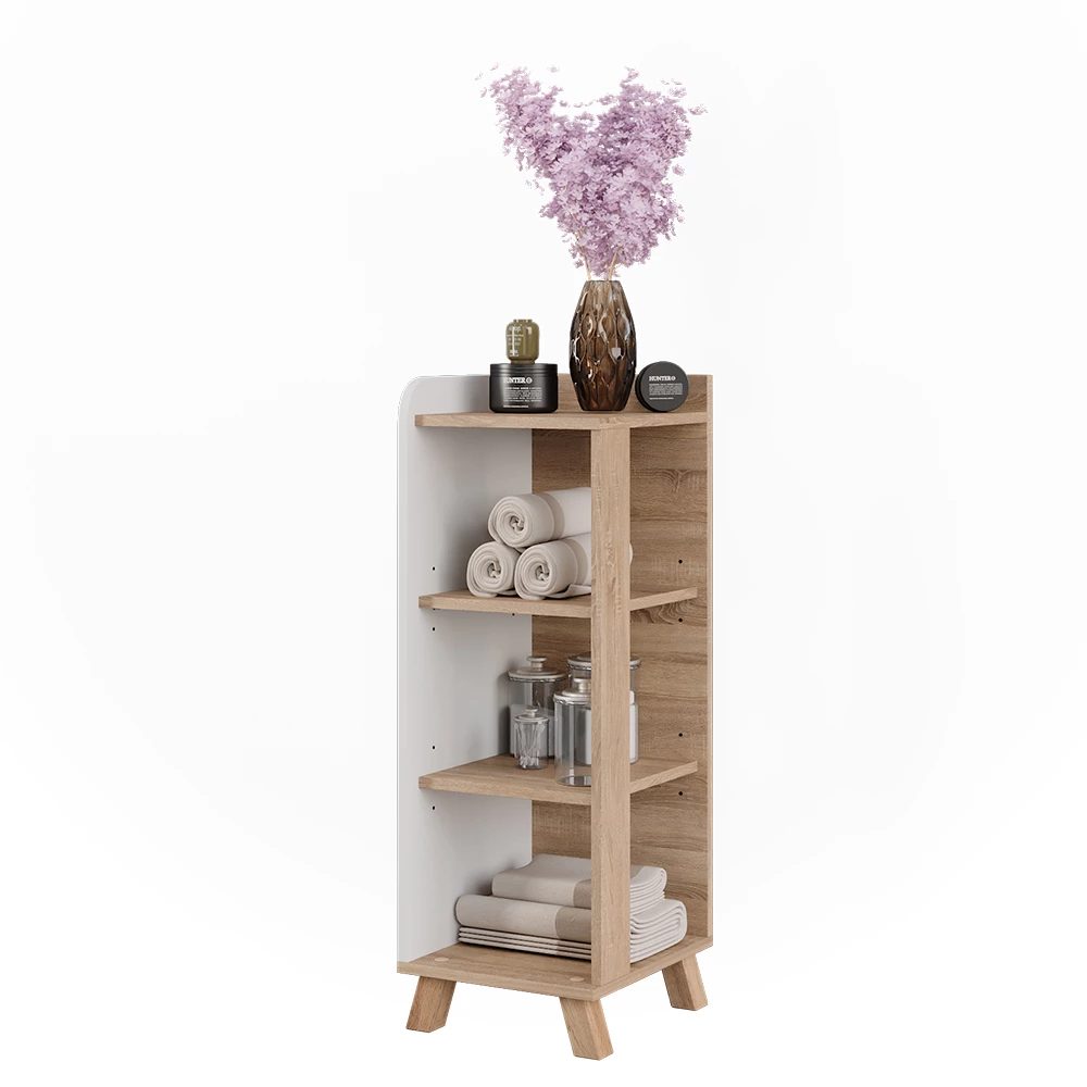 Vicco Midischrank "Karen", Sonoma/Weiß, 30 x 90 cm mit 4 Ablagen