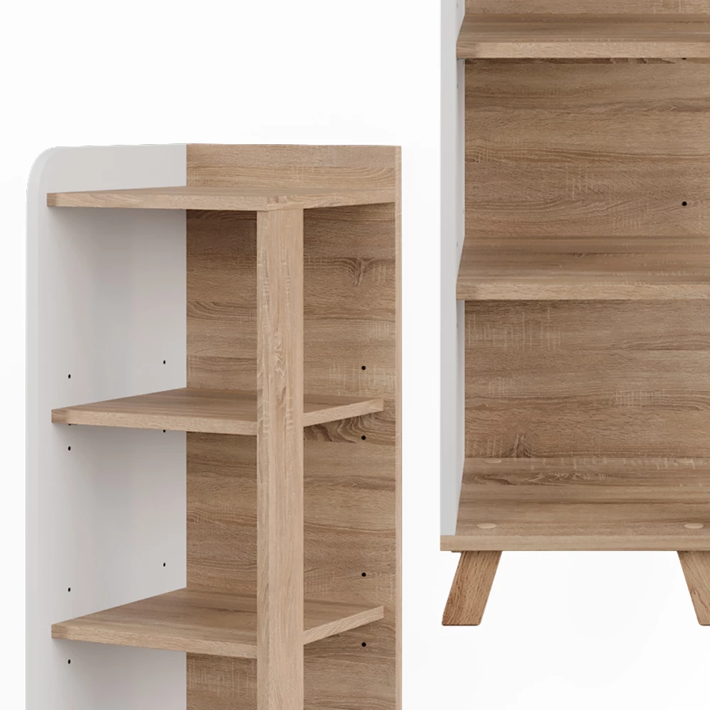 Vicco Midischrank "Karen", Sonoma/Weiß, 30 x 90 cm mit 4 Ablagen