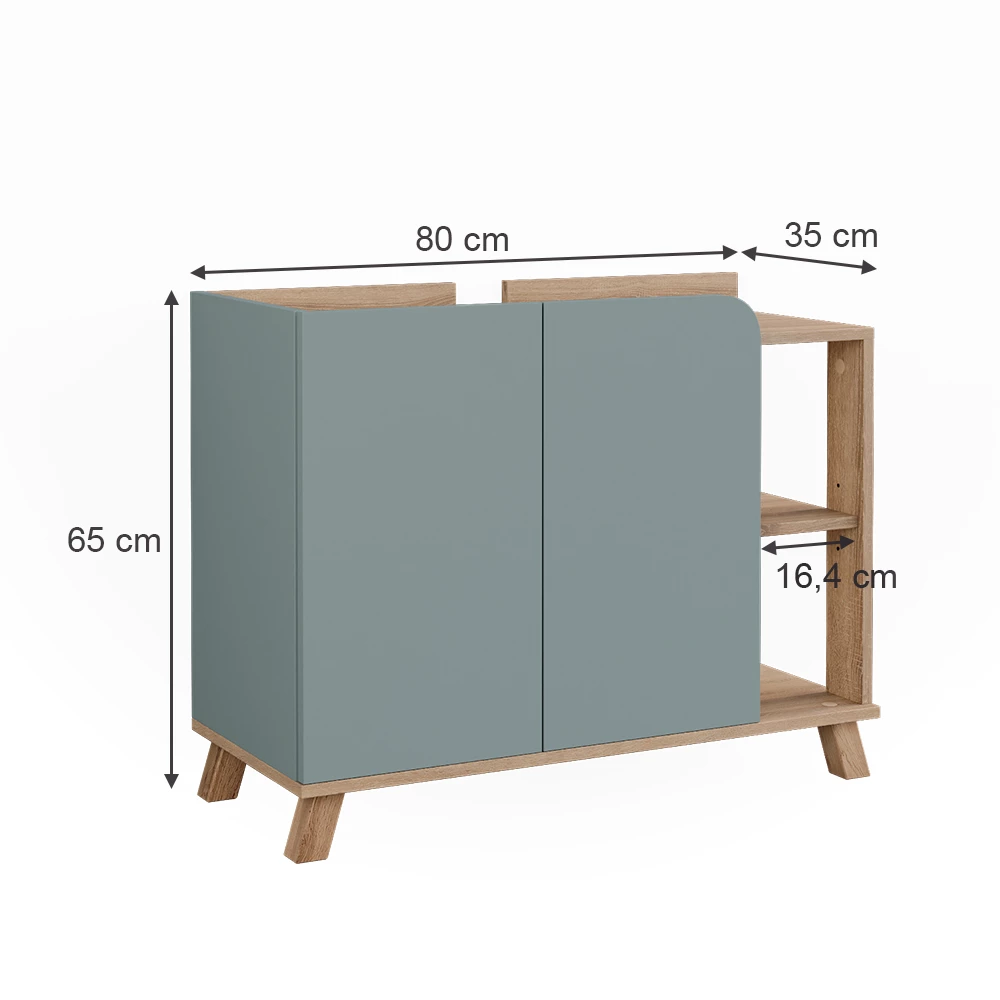 Vicco Waschbeckenunterschrank "Karen", Sonoma/Blau, 80 x 65 cm mit 2 Türen