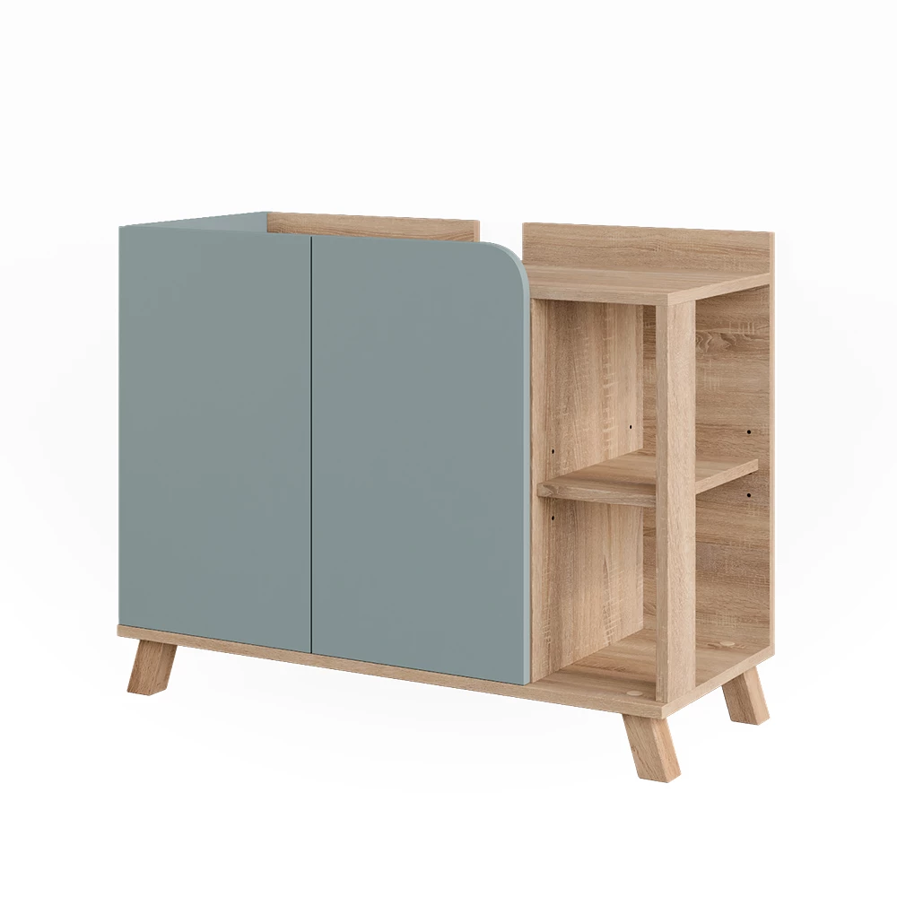 Vicco Waschbeckenunterschrank "Karen", Sonoma/Blau, 80 x 65 cm mit 2 Türen