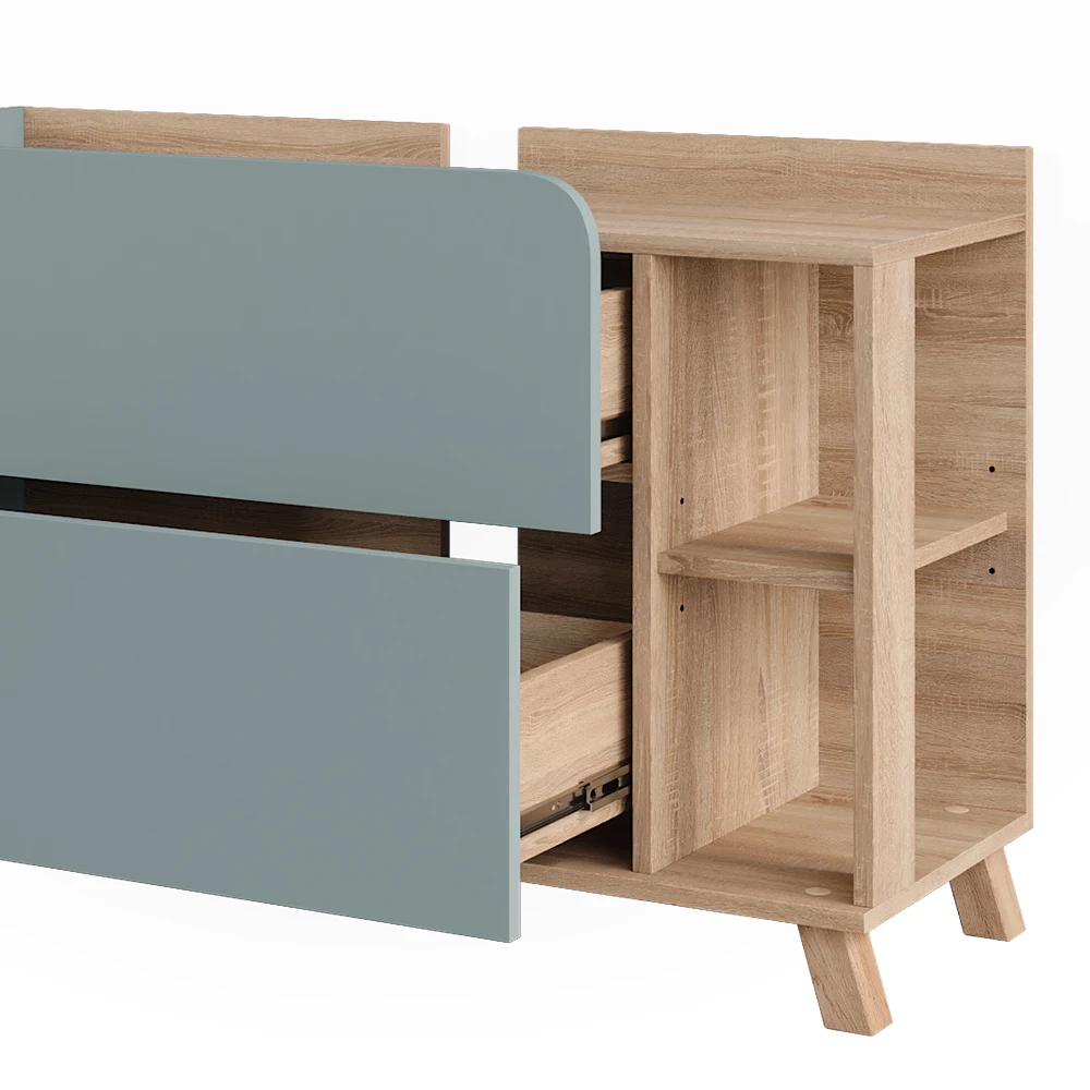 Vicco Mobiletto per lavabo "Karen", Sonoma/blu, 100 x 65 cm con 2 ante e cassetti