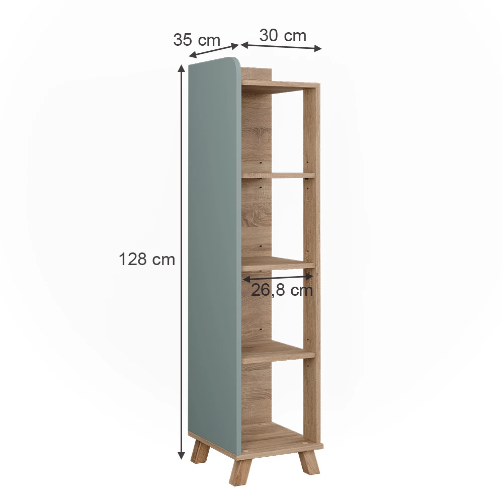 Vicco Badkamermeubel "Karen", Sonoma/blauw, 30 x 128 cm met 4 compartimenten