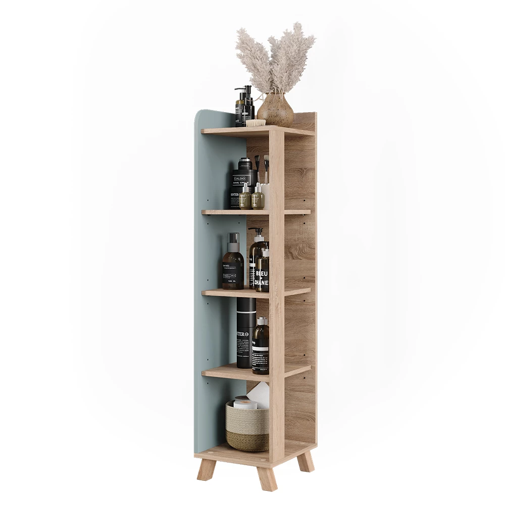 Vicco Badkamermeubel "Karen", Sonoma/blauw, 30 x 128 cm met 4 compartimenten