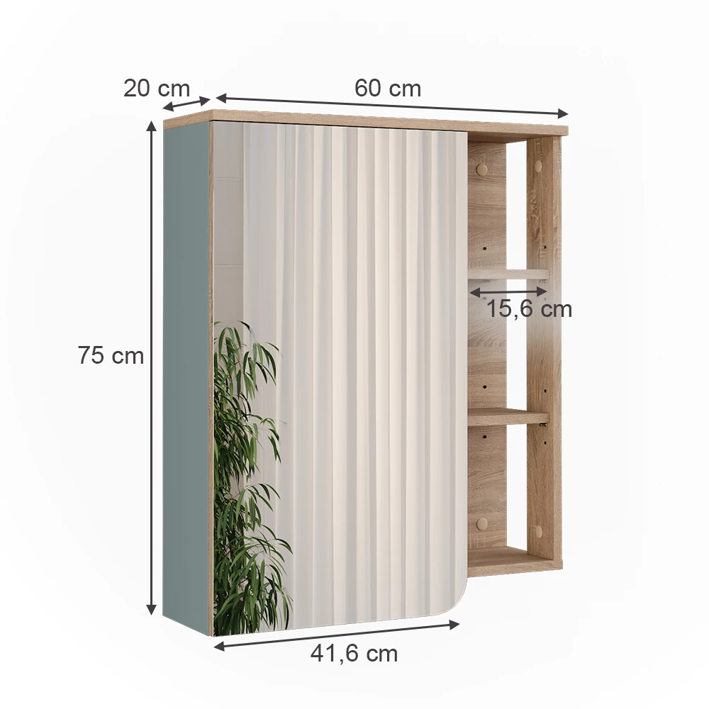 Vicco Spiegelschrank "Karen", Sonoma/Blau, 60 x 75 cm