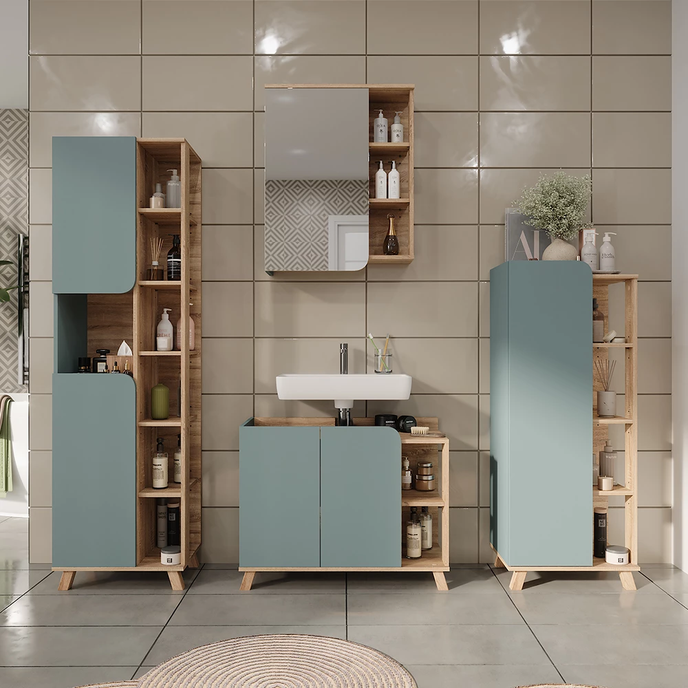 Vicco Spiegelschrank "Karen", Sonoma/Blau, 60 x 75 cm