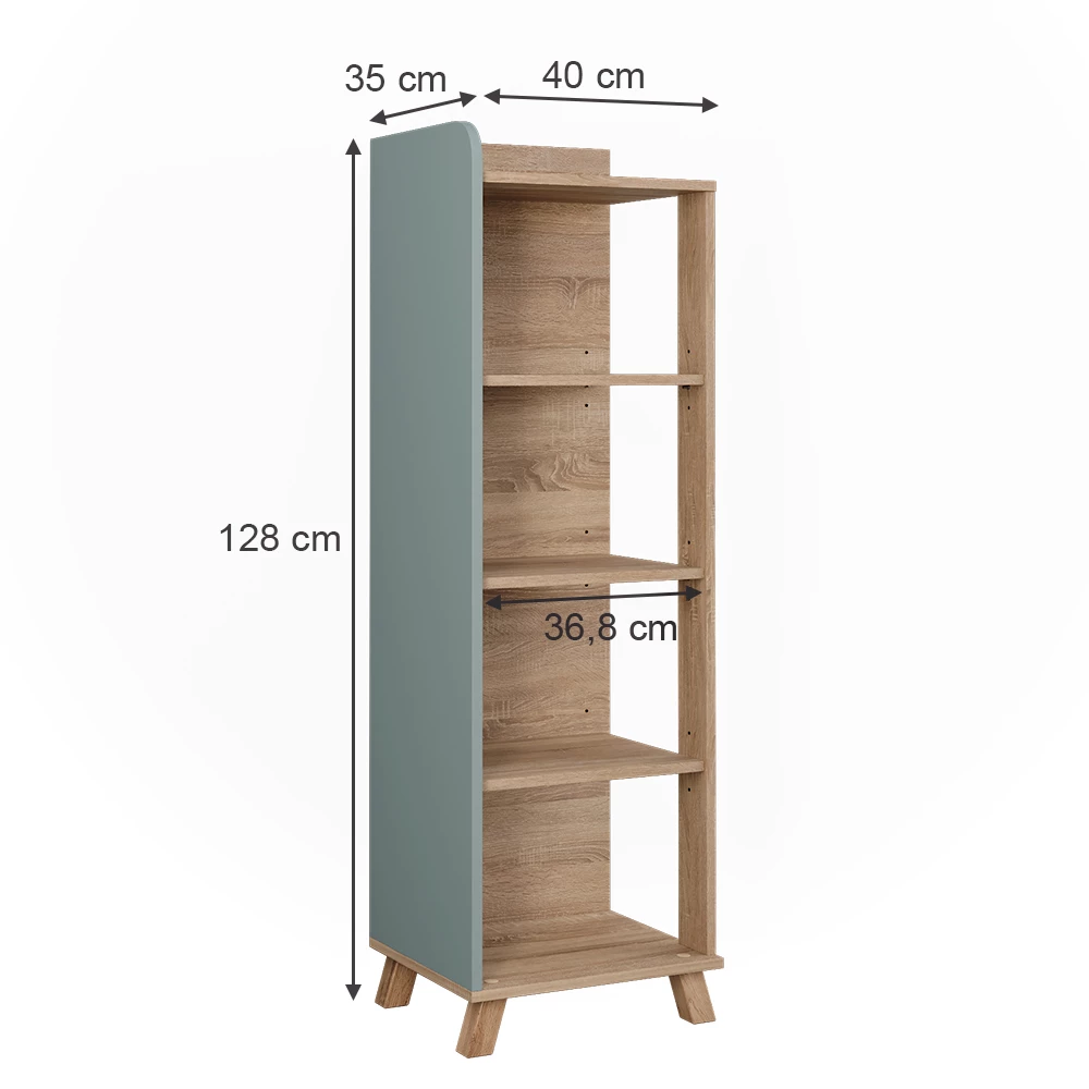 Vicco Badregal "Karen", Sonoma/Blau, 40 x 128 cm mit 4 Fächern