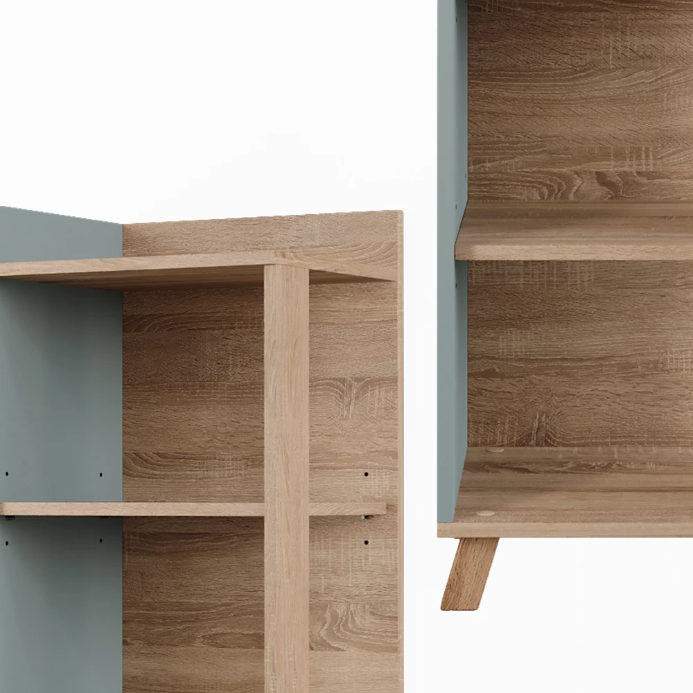 Vicco Badregal "Karen", Sonoma/Blau, 40 x 128 cm mit 4 Fächern