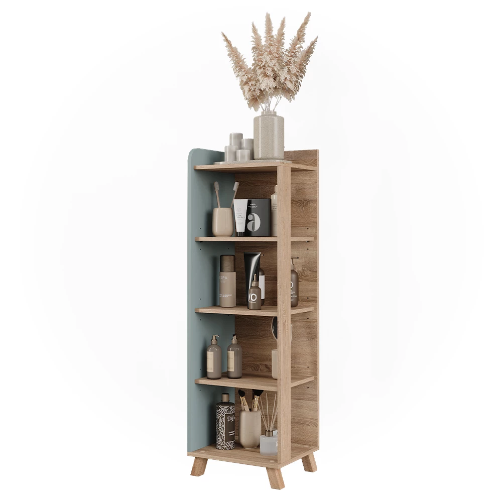 Vicco Badregal "Karen", Sonoma/Blau, 40 x 128 cm mit 4 Fächern