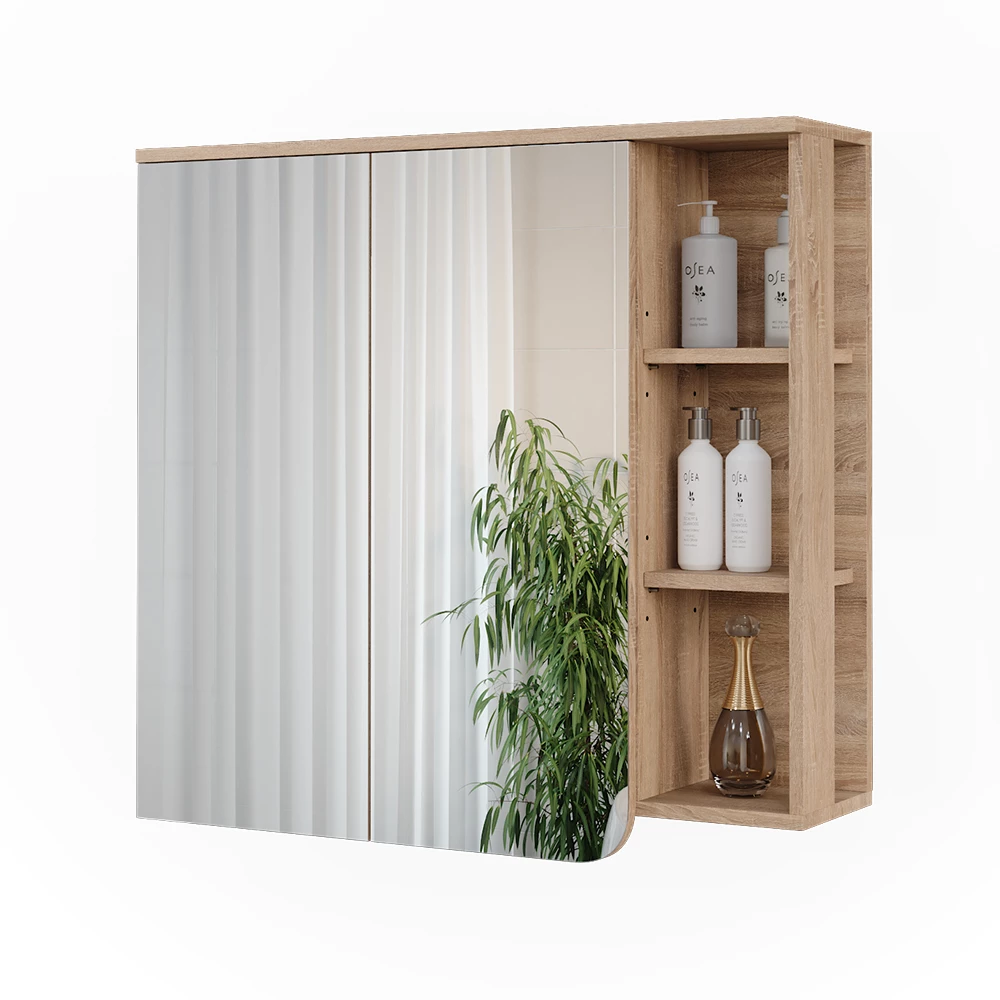 Vicco Spiegelschrank "Karen", Sonoma/Blau, 80 x 75 cm mit Spiegel
