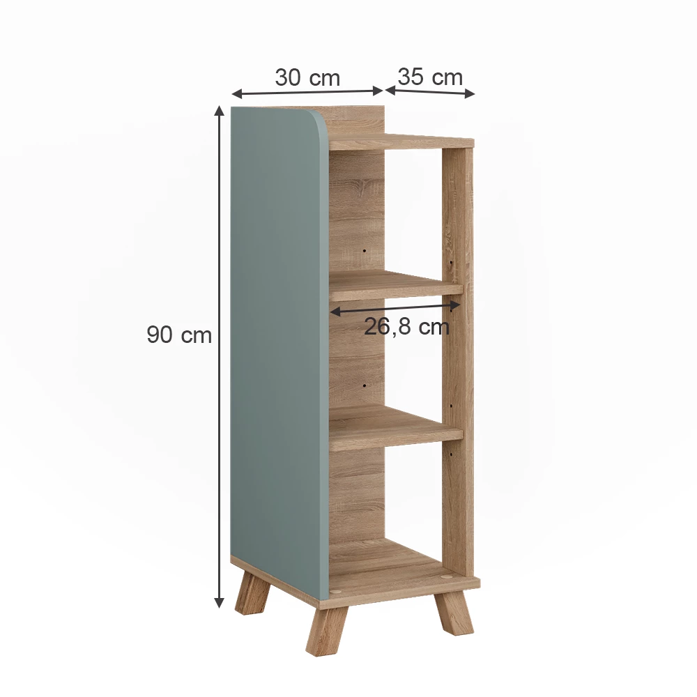 Vicco Midischrank "Karen", Sonoma/Blau, 30 x 90 cm mit 4 Ablagen