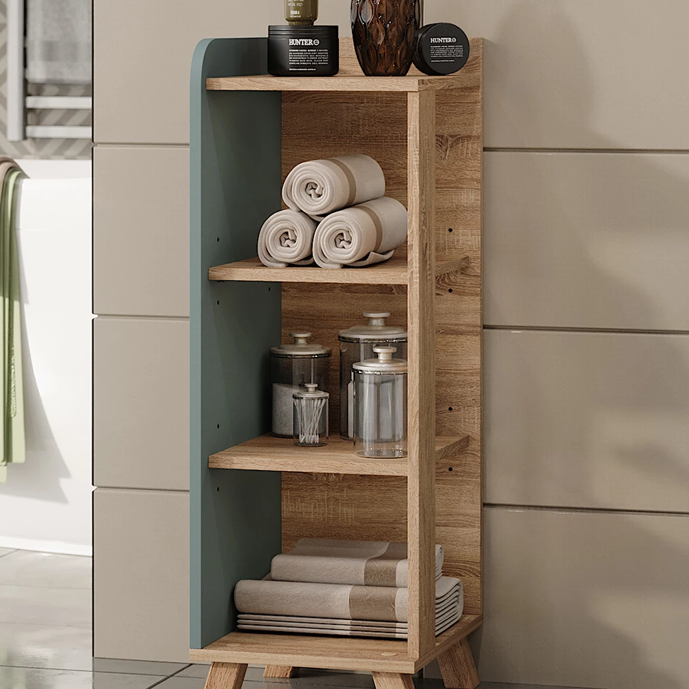 Vicco Midischrank "Karen", Sonoma/Blau, 30 x 90 cm mit 4 Ablagen