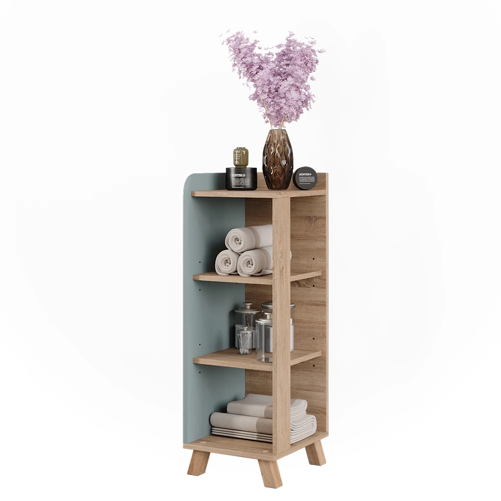 Vicco Midischrank "Karen", Sonoma/Blau, 30 x 90 cm mit 4 Ablagen