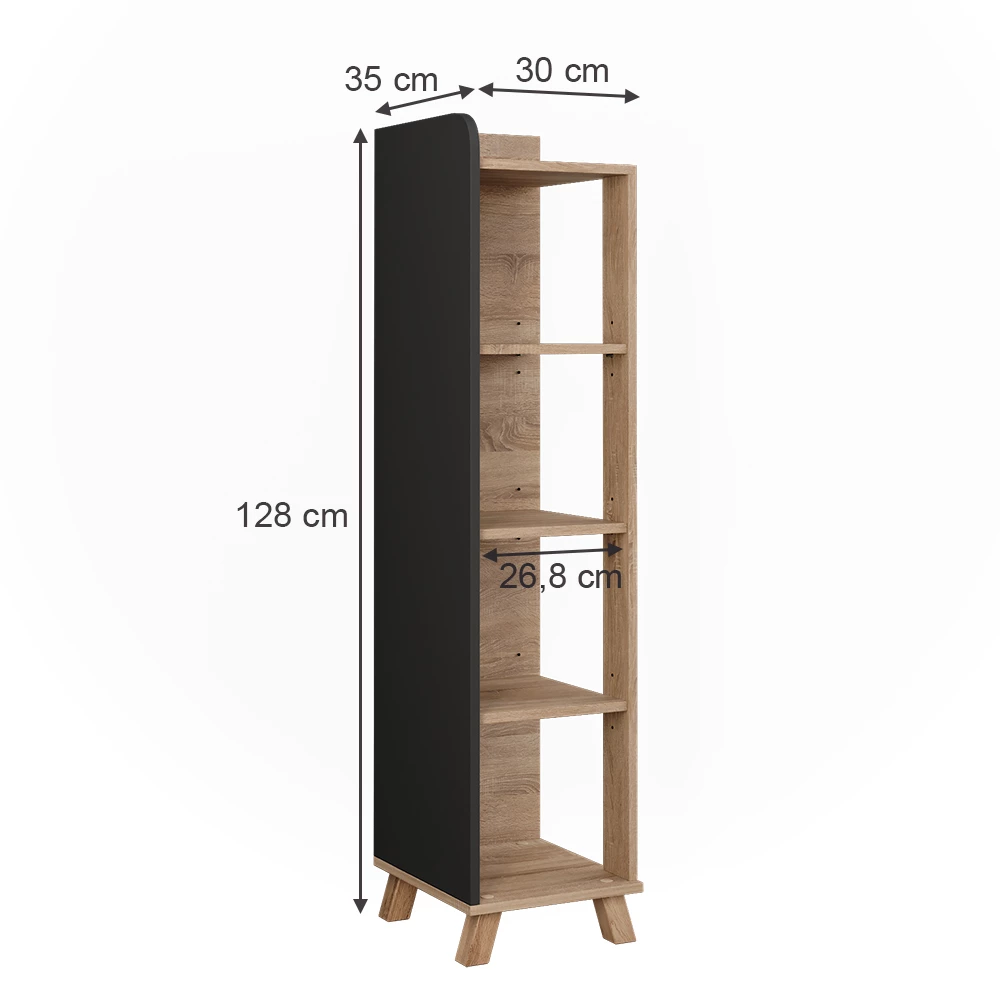 Vicco Badregal "Karen", Sonoma/Anthrazit, 30 x 128 cm mit 4 Fächern