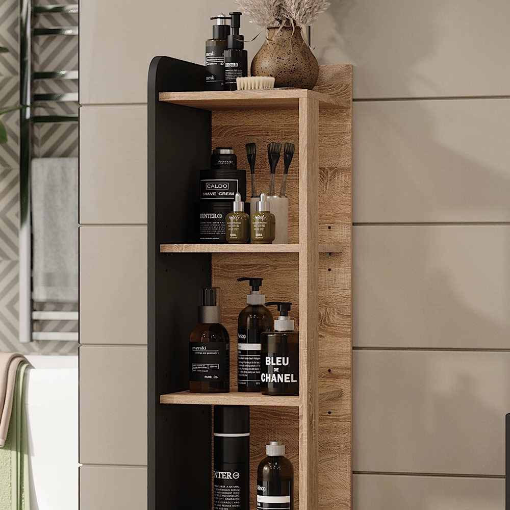 Vicco Badregal "Karen", Sonoma/Anthrazit, 30 x 128 cm mit 4 Fächern