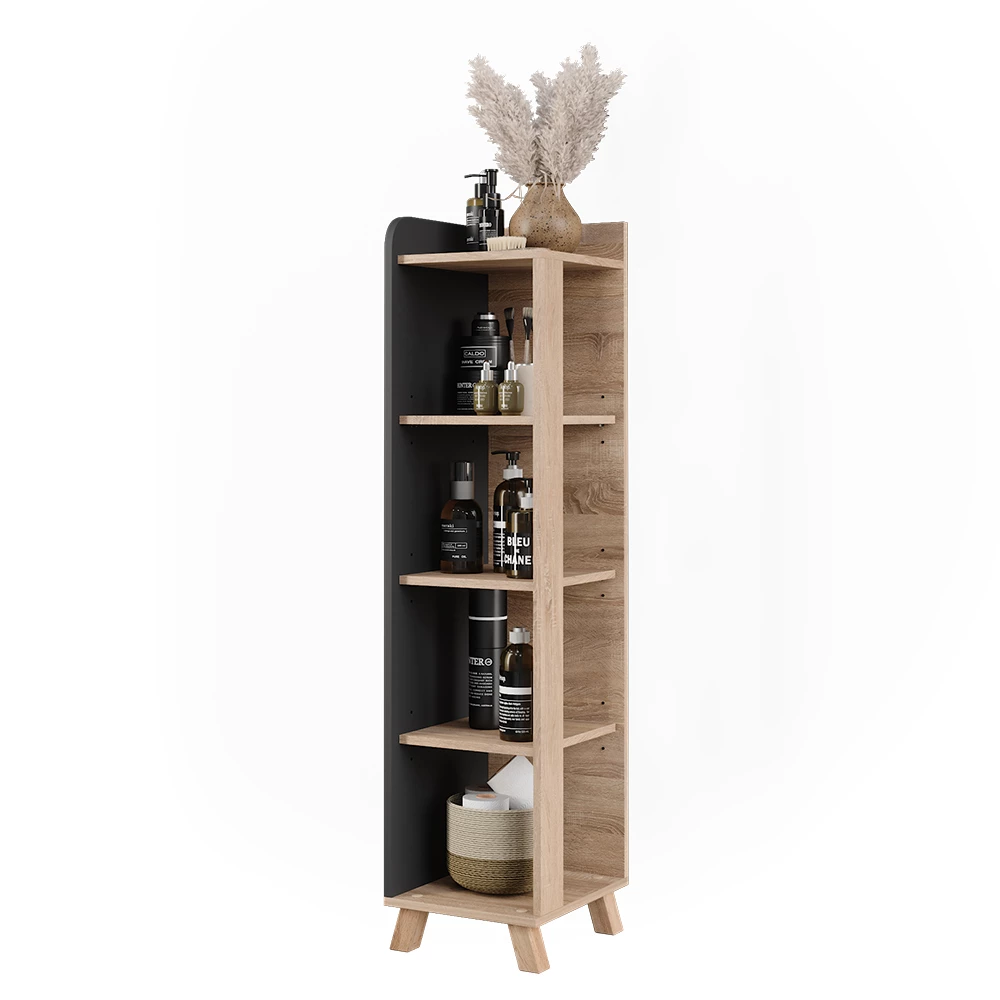 Vicco Badregal "Karen", Sonoma/Anthrazit, 30 x 128 cm mit 4 Fächern