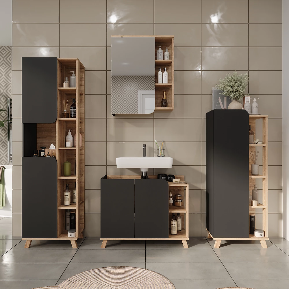 Vicco Spiegelschrank "Karen", Sonoma/Anthrazit, 60 x 75 cm