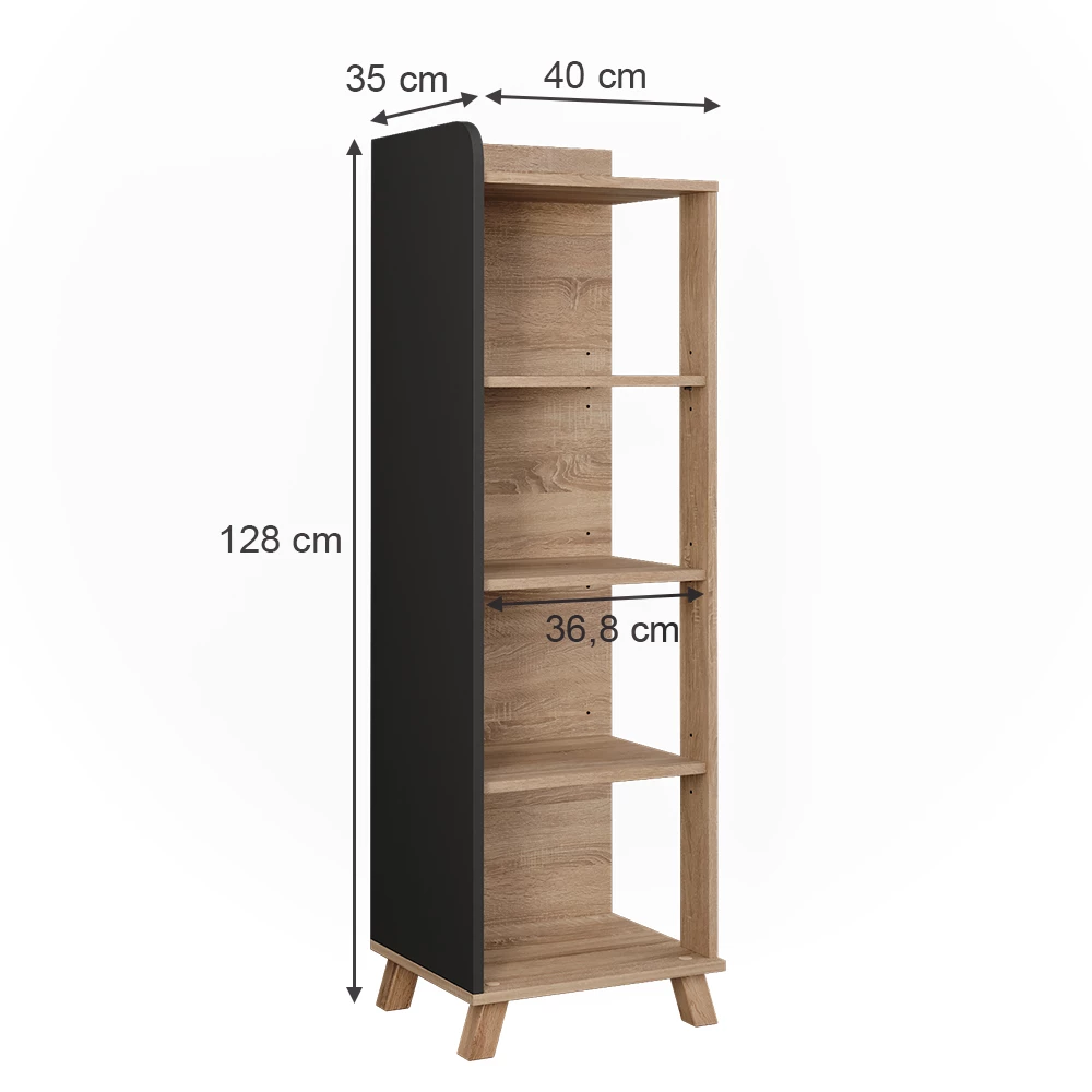 Vicco Badkamermeubel "Karen", Sonoma/antraciet, 40 x 128 cm met 4 compartimenten